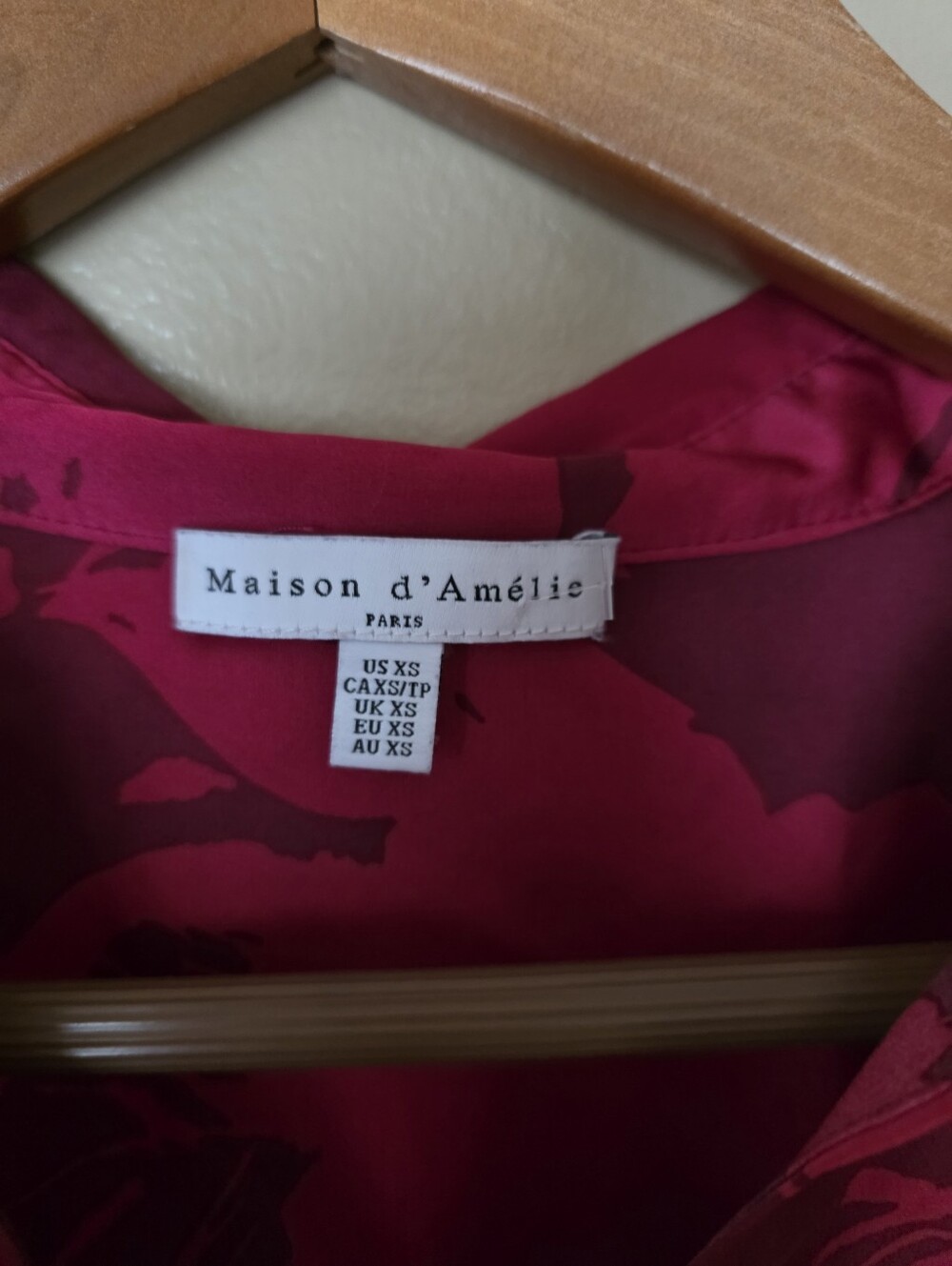 Maison dAmelie Paris Satin Abstract Floral Button Up Blouse XS Dark Romantic - Picture 4 of 10